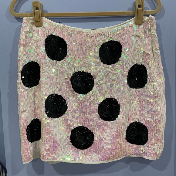ASOS black and white polka dot sequin skirt NWT - Picture 2 of 4